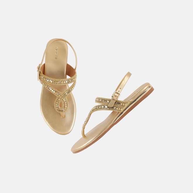 Mochi Women Gold Casual Sandals (SKU: 35-2706-15-36)