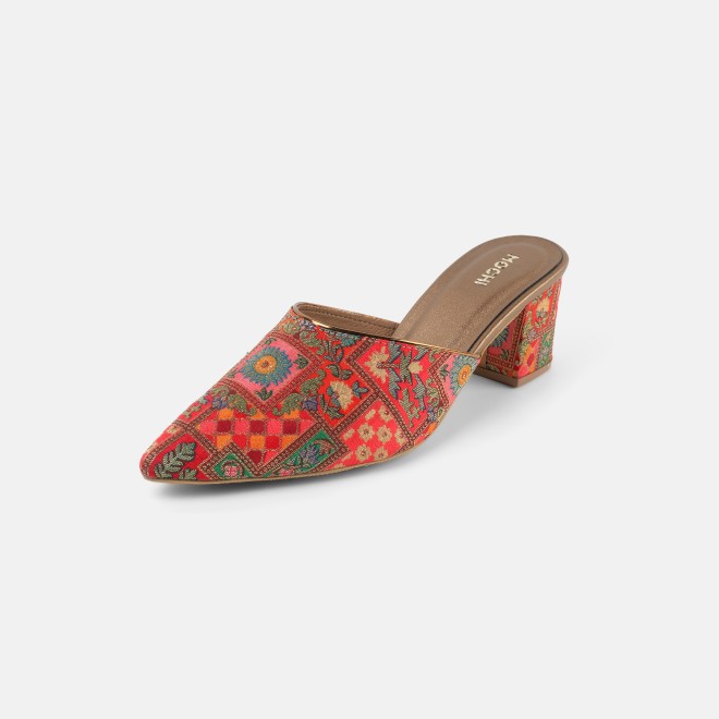 Mochi Women Red Ethnic Slip Ons (SKU: 35-2817-18-36)
