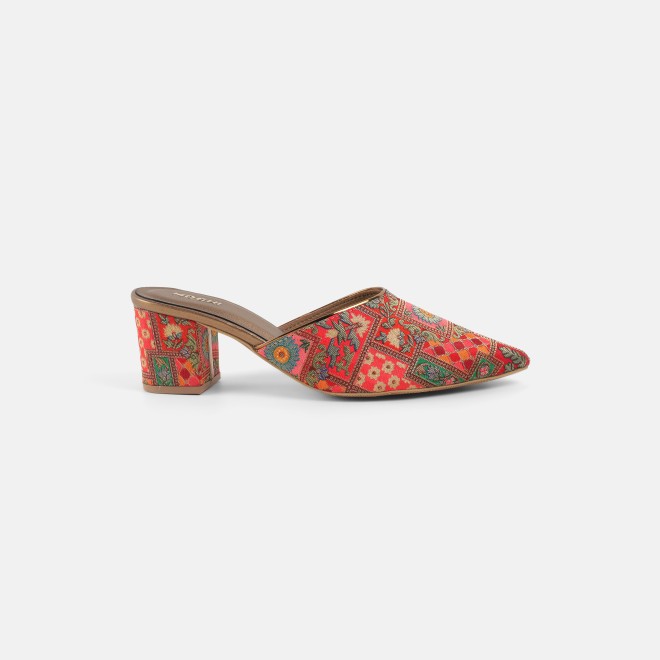 Mochi Women Red Ethnic Slip Ons (SKU: 35-2817-18-36)