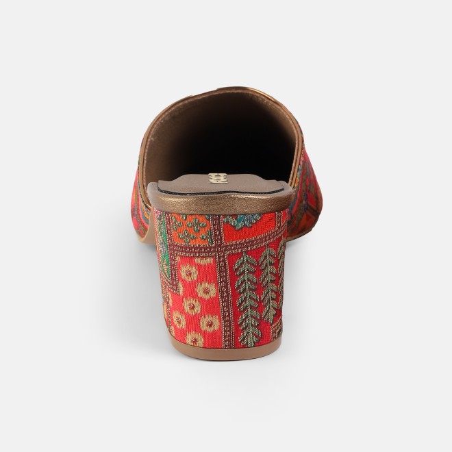 Mochi Women Red Ethnic Slip Ons (SKU: 35-2817-18-36)