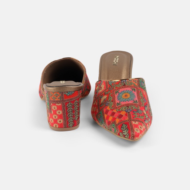 Mochi Women Red Ethnic Slip Ons (SKU: 35-2817-18-36)