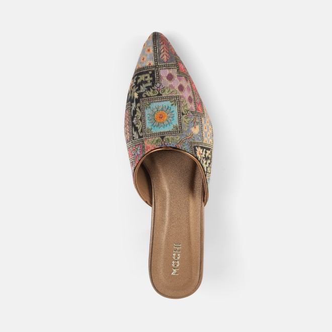 Mochi Women Antic-gold Ethnic Slip Ons (SKU: 35-2817-28-37)