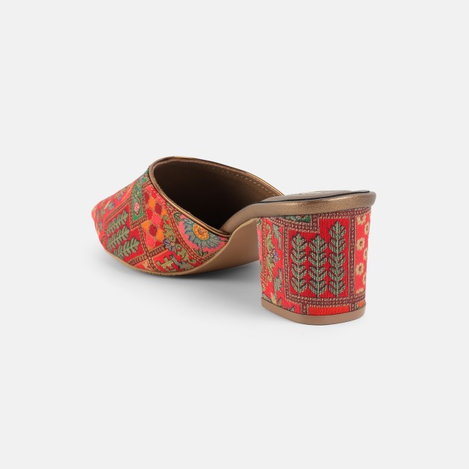 Mochi Women Red Ethnic Slip Ons (SKU: 35-2817-18-36)