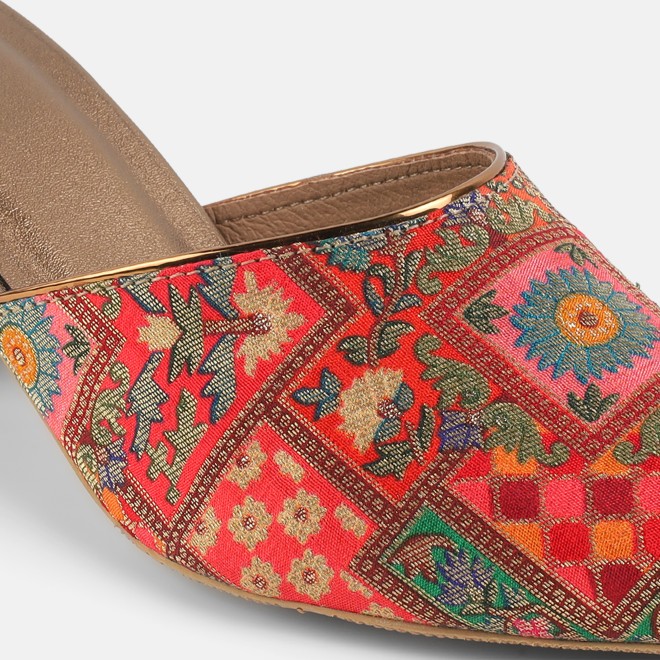 Mochi Women Red Ethnic Slip Ons (SKU: 35-2817-18-36)