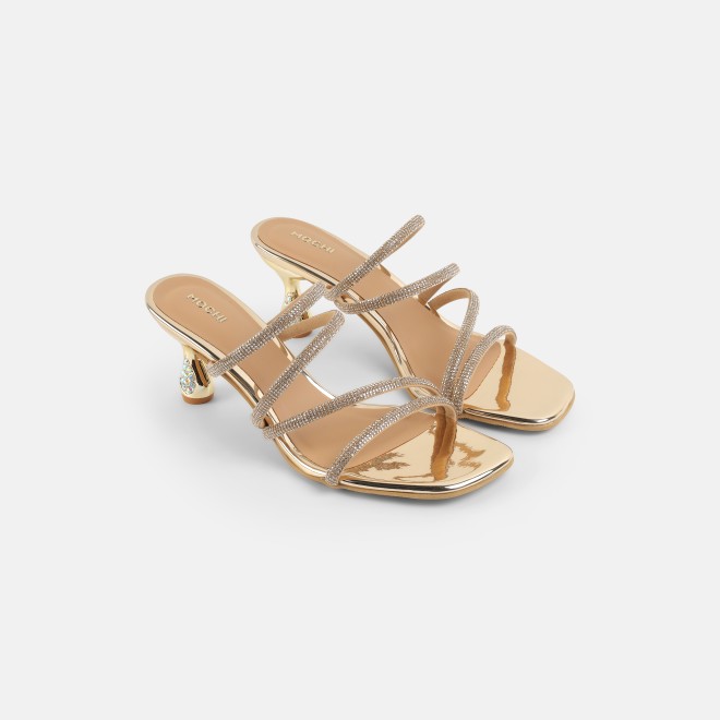 Mochi Women Gold Party Sandals (SKU: 35-2894-15-36)
