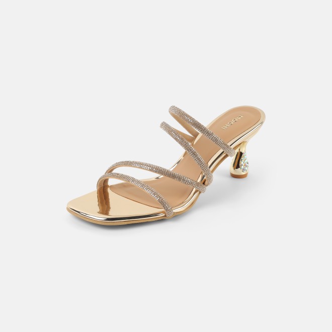 Mochi Women Gold Party Sandals (SKU: 35-2894-15-36)