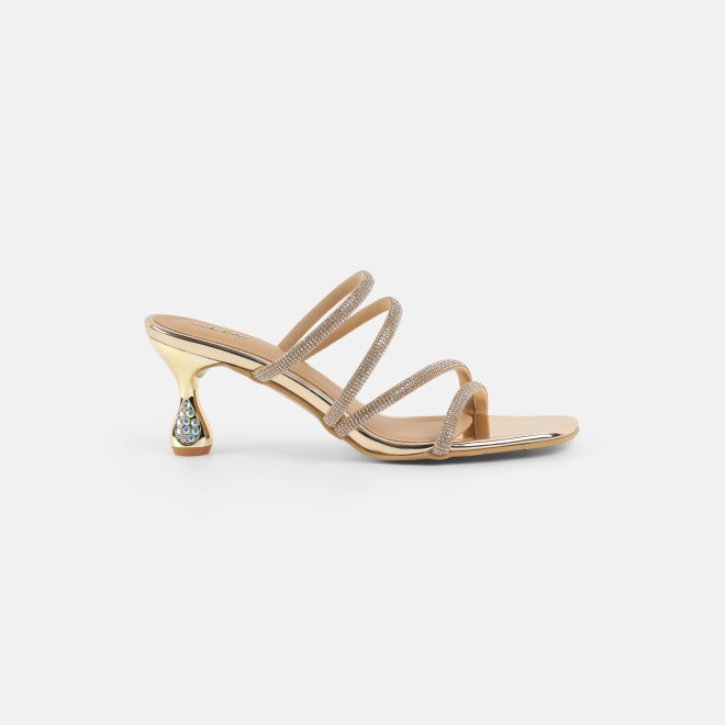 Mochi Women Gold Party Sandals (SKU: 35-2894-15-36)