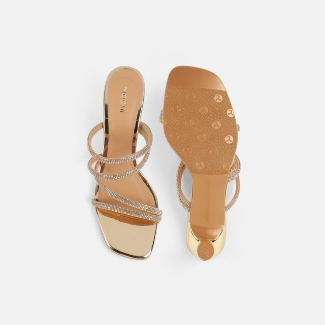 Mochi Women Gold Party Sandals (SKU: 35-2894-15-36)
