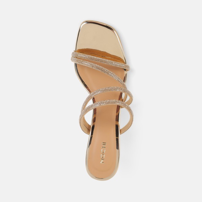 Mochi Women Gold Party Sandals (SKU: 35-2894-15-36)