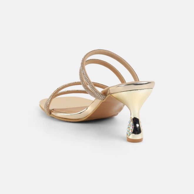 Mochi Women Gold Party Sandals (SKU: 35-2894-15-36)
