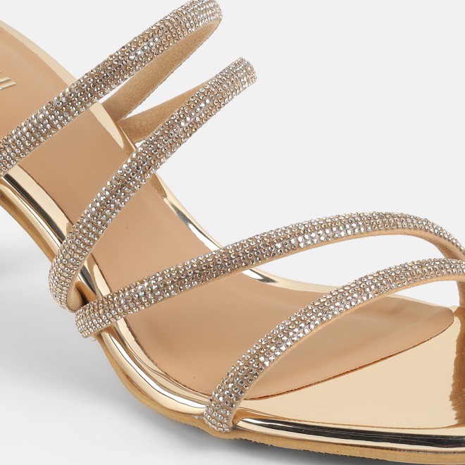 Mochi Women Gold Party Sandals (SKU: 35-2894-15-36)
