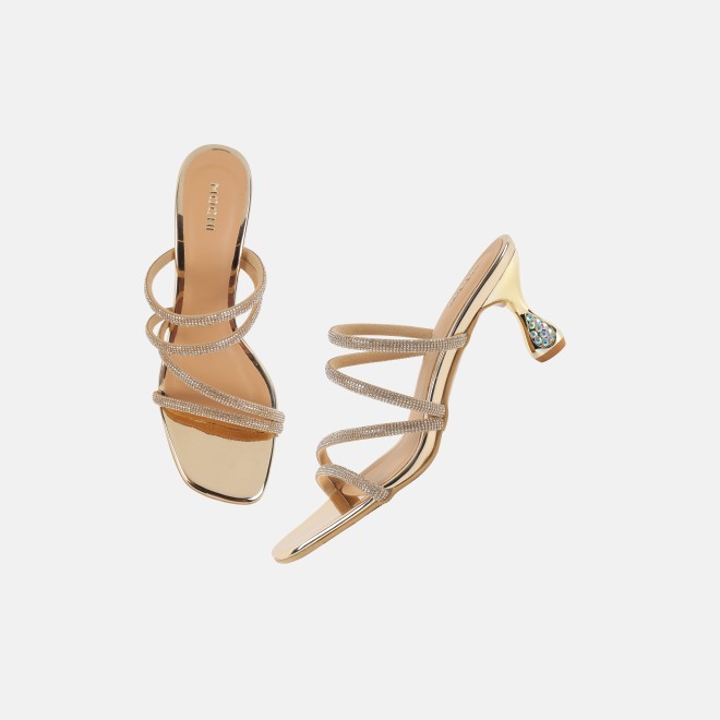 Mochi Women Gold Party Sandals (SKU: 35-2894-15-36)