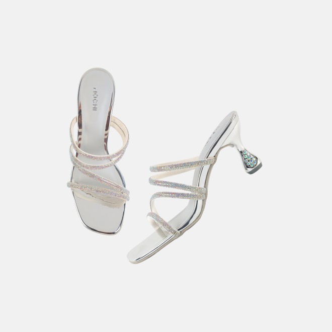 Mochi Women Silver Party Sandals (SKU: 35-2894-27-36)