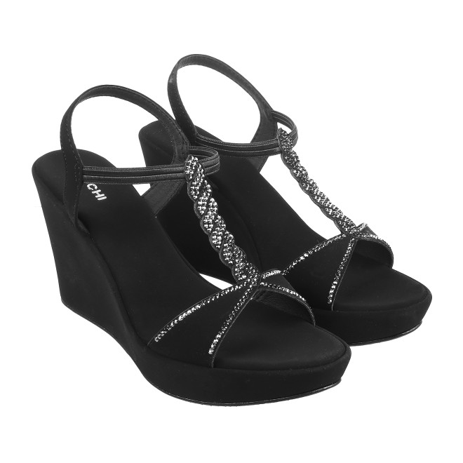 Mochi Women Black Party Sandals