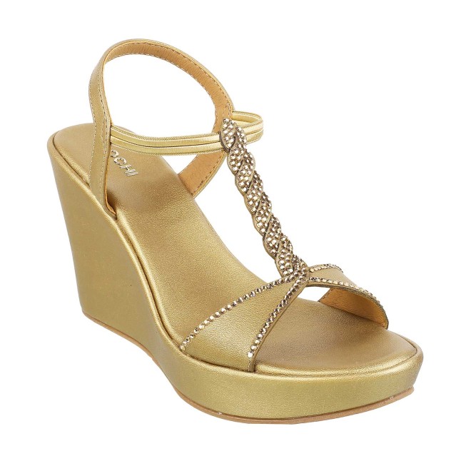 Mochi Women Antique-Gold Party Sandals (SKU: 35-300-28-36)
