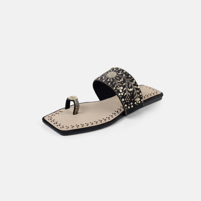 Mochi Women Black Ethnic Slippers (SKU: 35-3085-11-36)