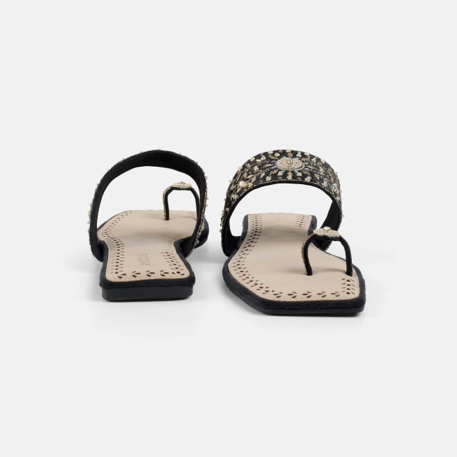 Mochi Women Black Ethnic Slippers (SKU: 35-3085-11-36)