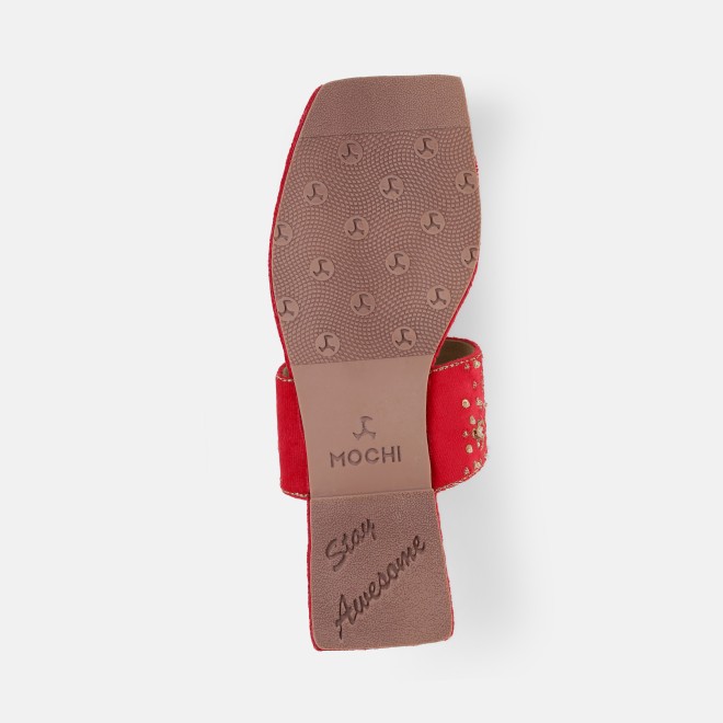 Mochi Women Red Ethnic Slippers (SKU: 35-3085-18-36)