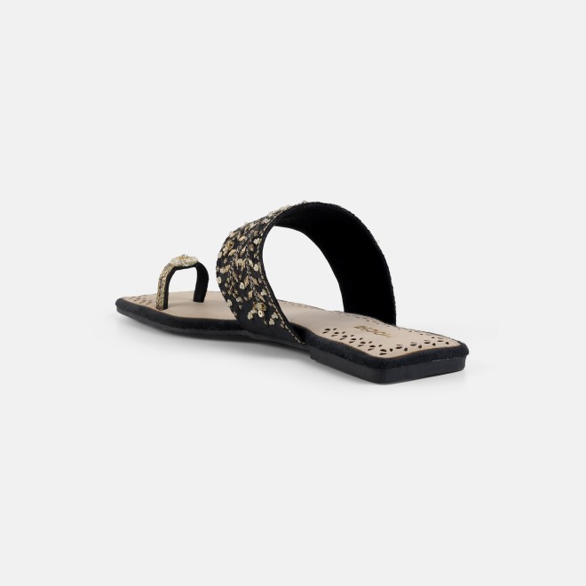 Mochi Women Black Ethnic Slippers (SKU: 35-3085-11-36)
