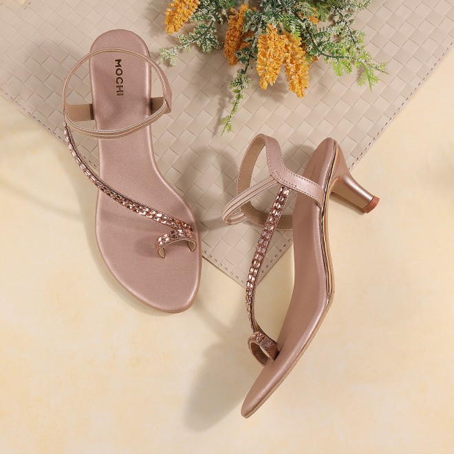 Mochi Women Rose-Gold Party Sandals