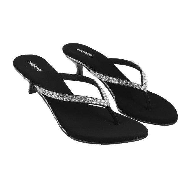 Mochi Women Black Party Sandals