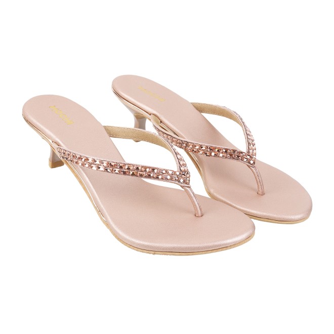 Mochi Women Rose-Gold Party Sandals