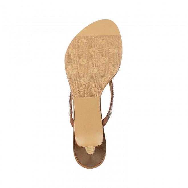 Mochi Women Antique-Gold Party Sandals (SKU: 35-324-28-37)
