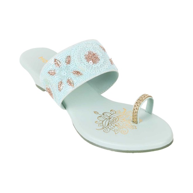 Mochi Women Green Ethnic Slip Ons (SKU: 35-394-21-36)