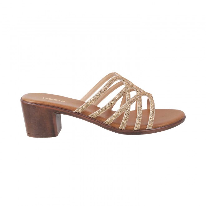 Mochi Women Gold Party Slip Ons (SKU: 35-4518-15-36)