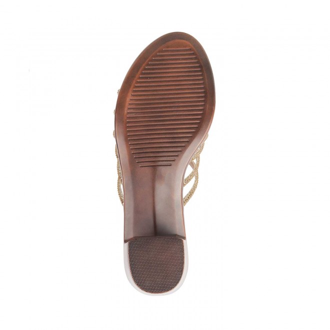 Mochi Women Gold Party Slip Ons (SKU: 35-4518-15-36)