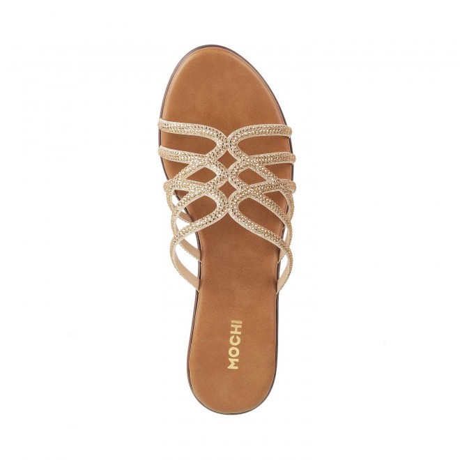 Mochi Women Gold Party Slip Ons (SKU: 35-4518-15-36)