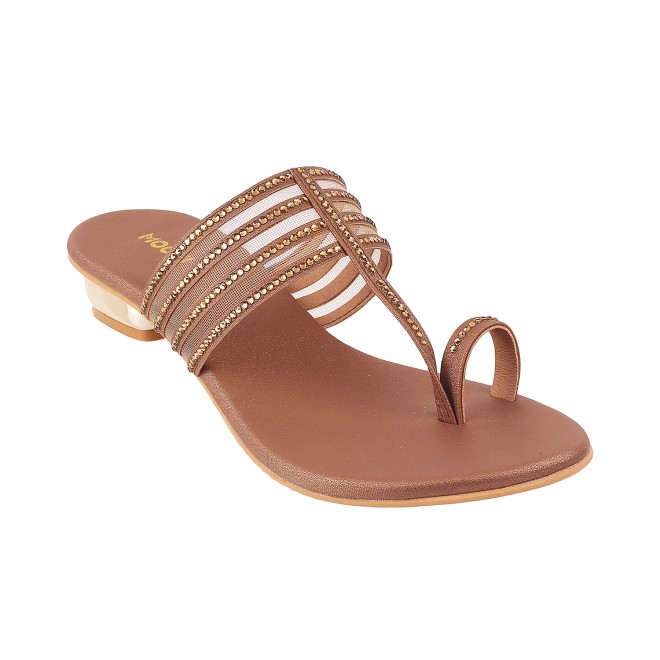 Women Antique-Gold Ethnic Slip Ons