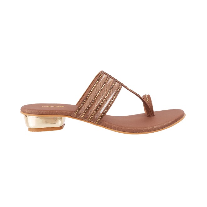 Mochi Women Antique-Gold Ethnic Slip Ons (SKU: 35-4563-28-36)
