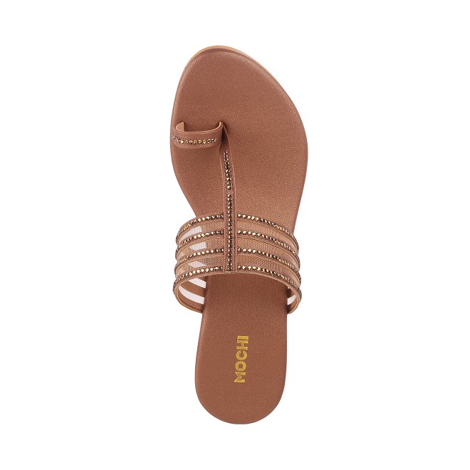 Mochi Women Antique-Gold Ethnic Slip Ons (SKU: 35-4563-28-36)