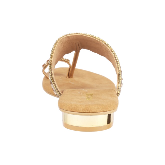 Mochi Women Antique-Gold Ethnic Slip Ons (SKU: 35-4666-28-36)