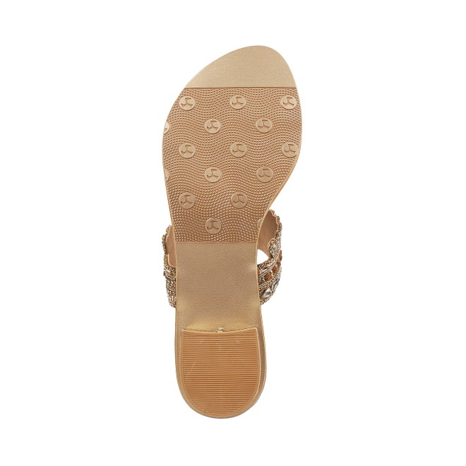 Mochi Women Antique-Gold Ethnic Slip Ons (SKU: 35-4666-28-36)