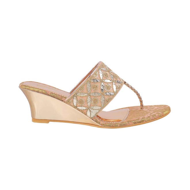 Mochi Women Peach Ethnic Slip Ons (SKU: 35-4720-80-36)