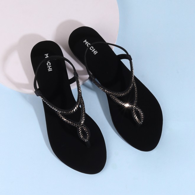 Mochi Women Black Casual Sandals