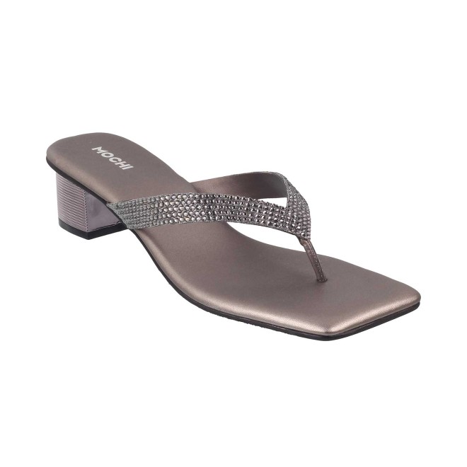 Mochi Women Gun-Metal Ethnic Slippers (SKU: 35-4990-29-36)