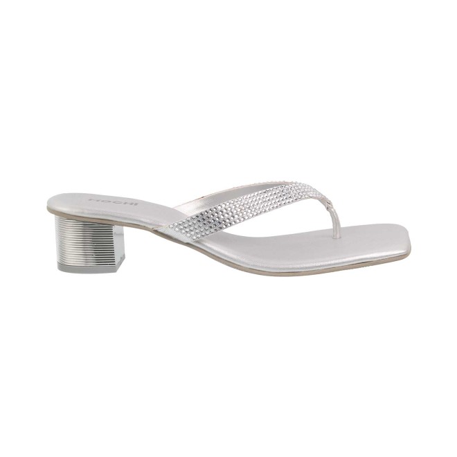 Mochi Women Silver Ethnic Slippers (SKU: 35-4990-27-36)