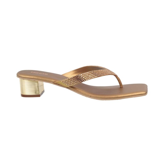 Mochi Women Antique-Gold Ethnic Slippers (SKU: 35-4990-28-36)