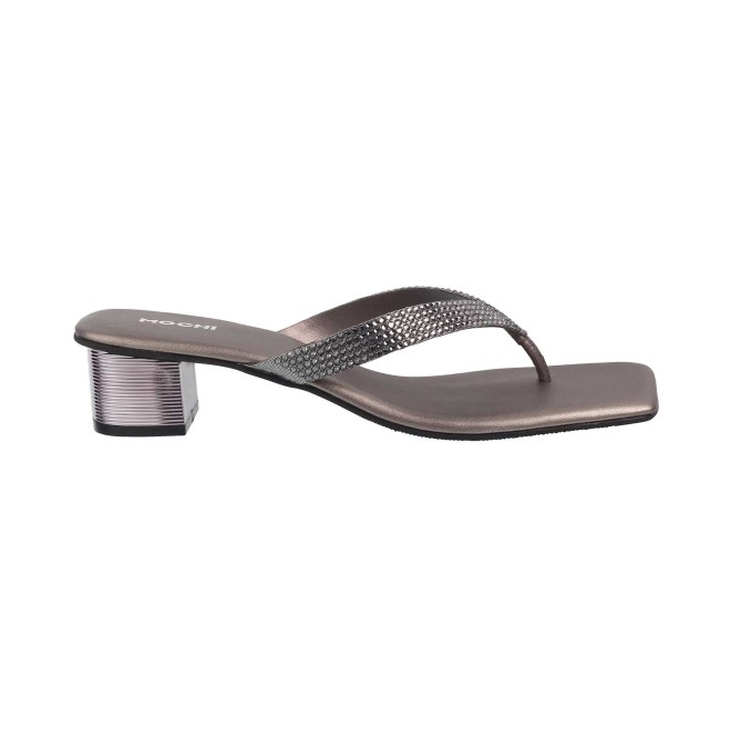 Mochi Women Gun-Metal Ethnic Slippers (SKU: 35-4990-29-36)