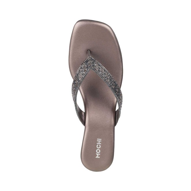 Mochi Women Gun-Metal Casual Slippers (SKU: 35-4992-29-38)