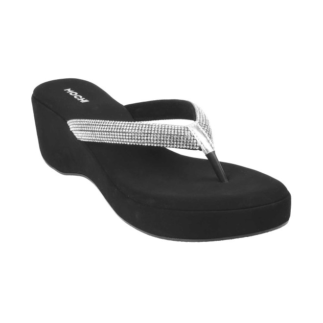 Mochi Women Black Party Slip Ons (SKU: 35-4995-11-36)