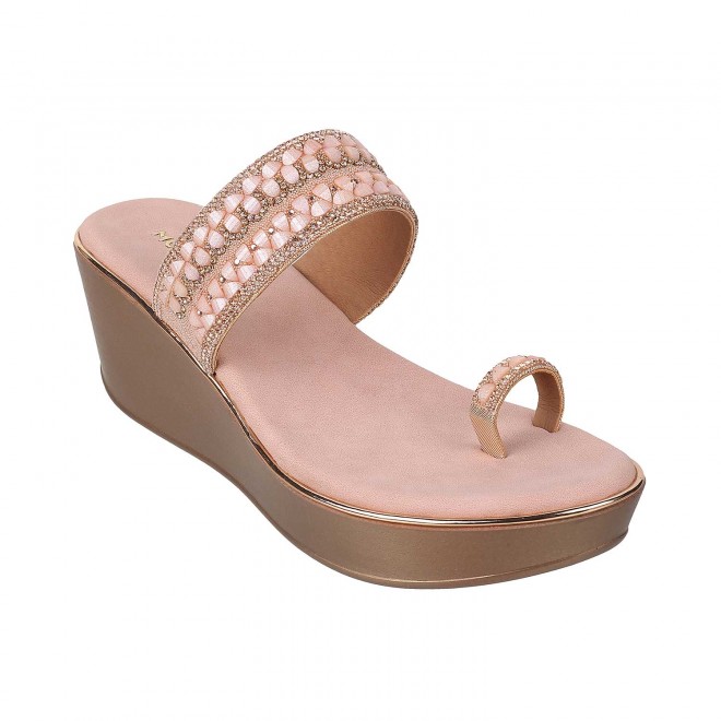 Mochi Women Peach Casual Slip Ons (SKU: 35-5024-80-38)