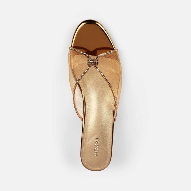 Mochi Women Antic-gold Party Slip Ons (SKU: 35-562-28-36)
