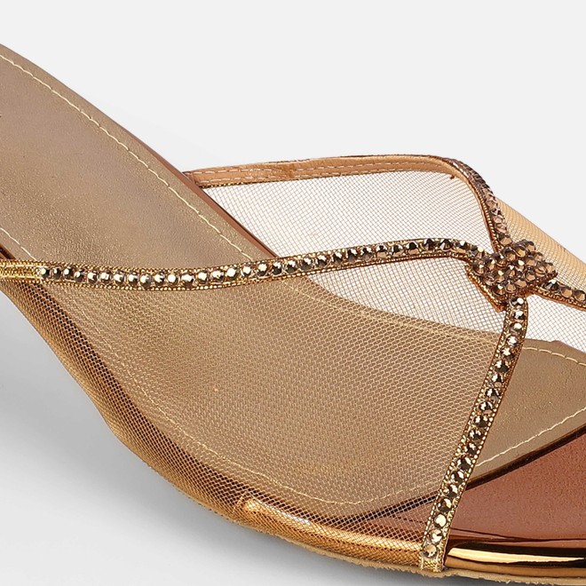 Mochi Women Antic-gold Party Slip Ons (SKU: 35-562-28-36)
