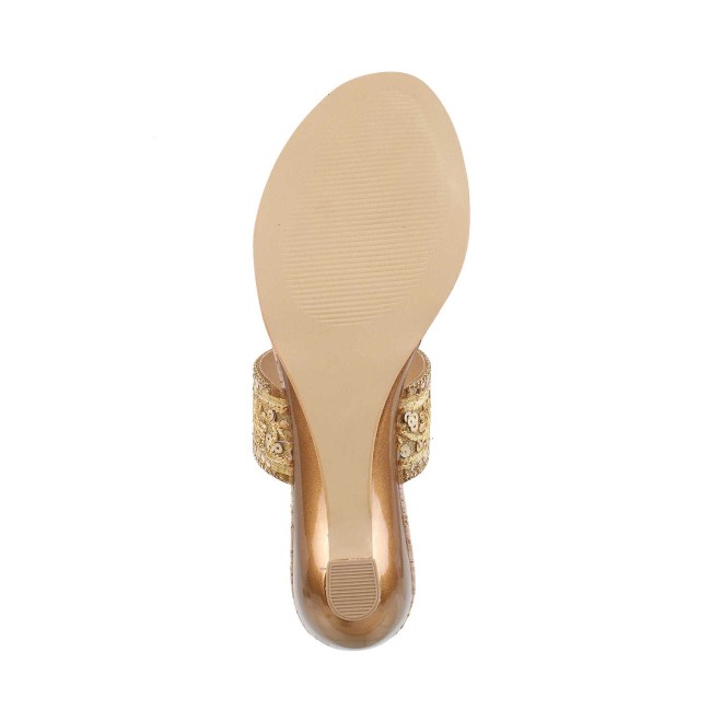 Mochi Women Antique-Gold Ethnic Slip Ons (SKU: 35-727-28-36)