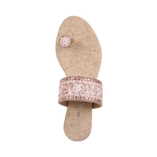 Mochi Women Rose-Gold Ethnic Slip Ons (SKU: 35-727-52-36)