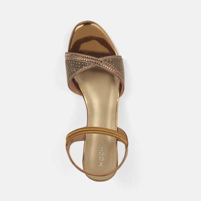 Mochi Women Antic-gold Party Sandals (SKU: 35-770-28-35)